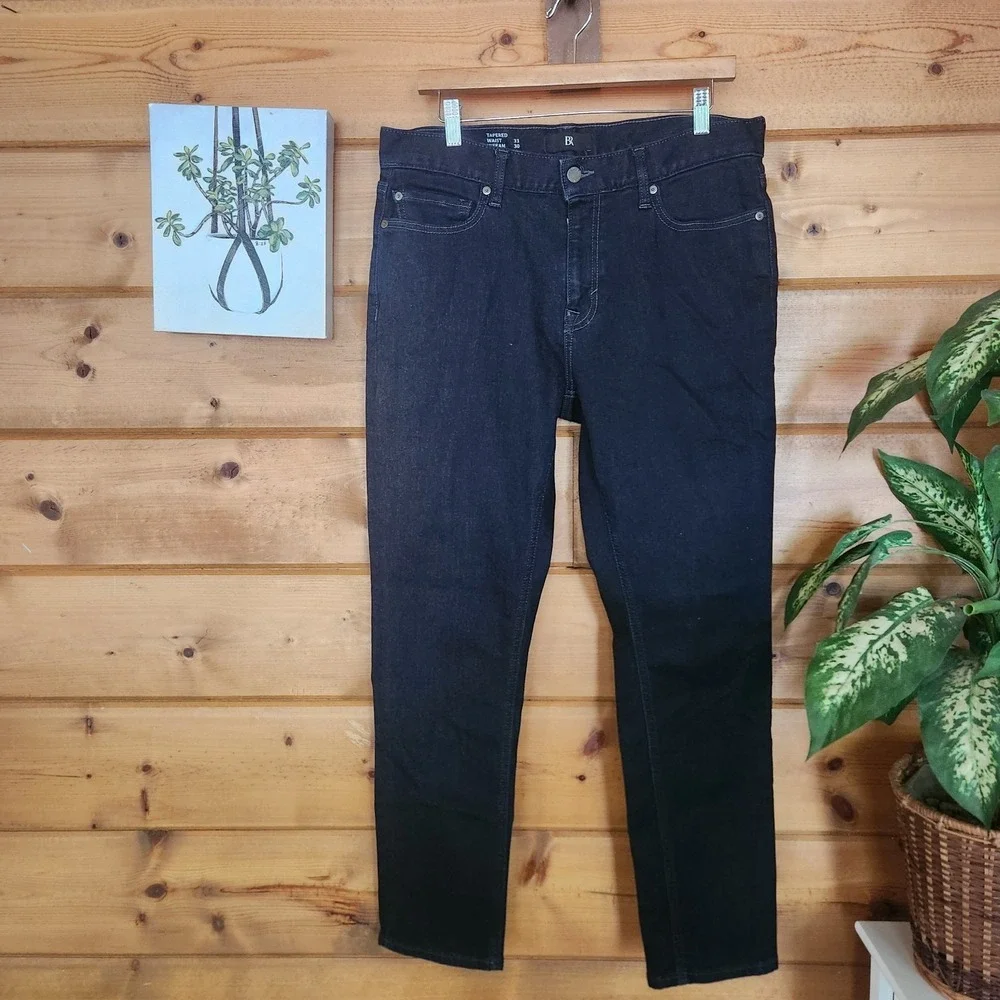 Banana Republic Slim Luxe Traveler Tapered Jeans Dark Wash Indigo Athletic Sz 33